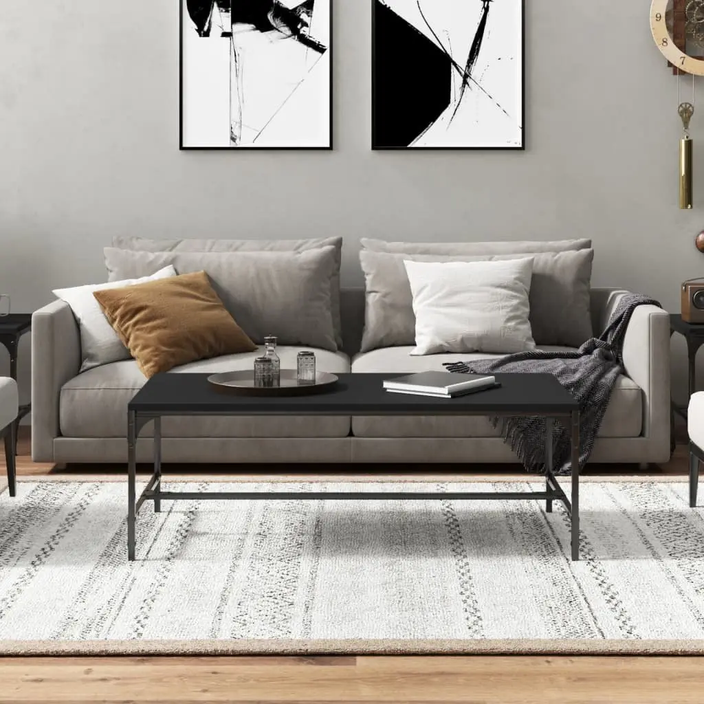 Black Coffee Table 100x50x35 cm Industrial Style Living Room Accent Furniture