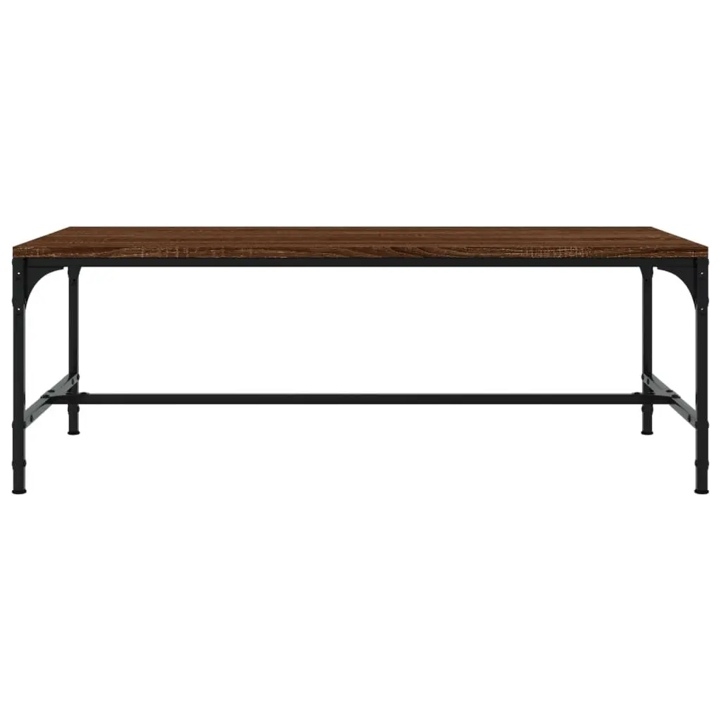 Coffee Table Brown Oak 80x50x35 cm Industrial Living Room Accent Furniture