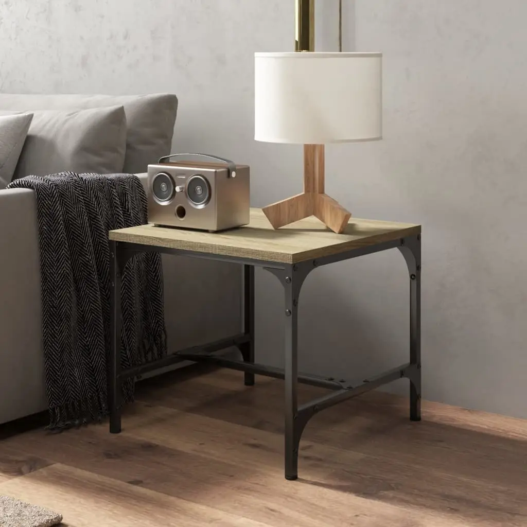 Coffee Table Brown Engineered Wood Steel Frame Adjustable Legs Living Room