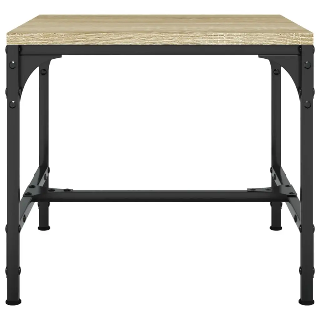 Coffee Table Brown Engineered Wood Steel Frame Adjustable Legs Living Room