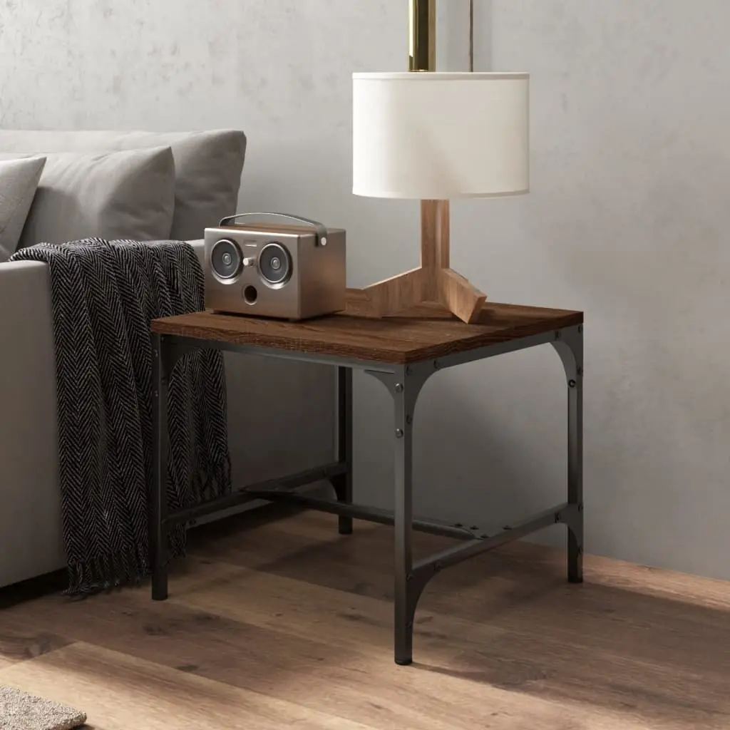 Coffee Table Living Room Brown Oak 50x50x35 cm Industrial Style