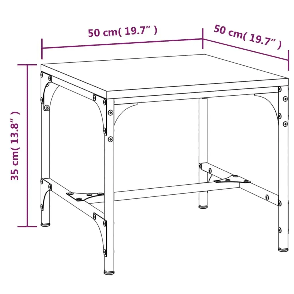 Coffee Table Living Room Brown Oak 50x50x35 cm Industrial Style