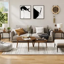 Specifications of 2 Brown Oak Side Tables - 40x40x35 cm