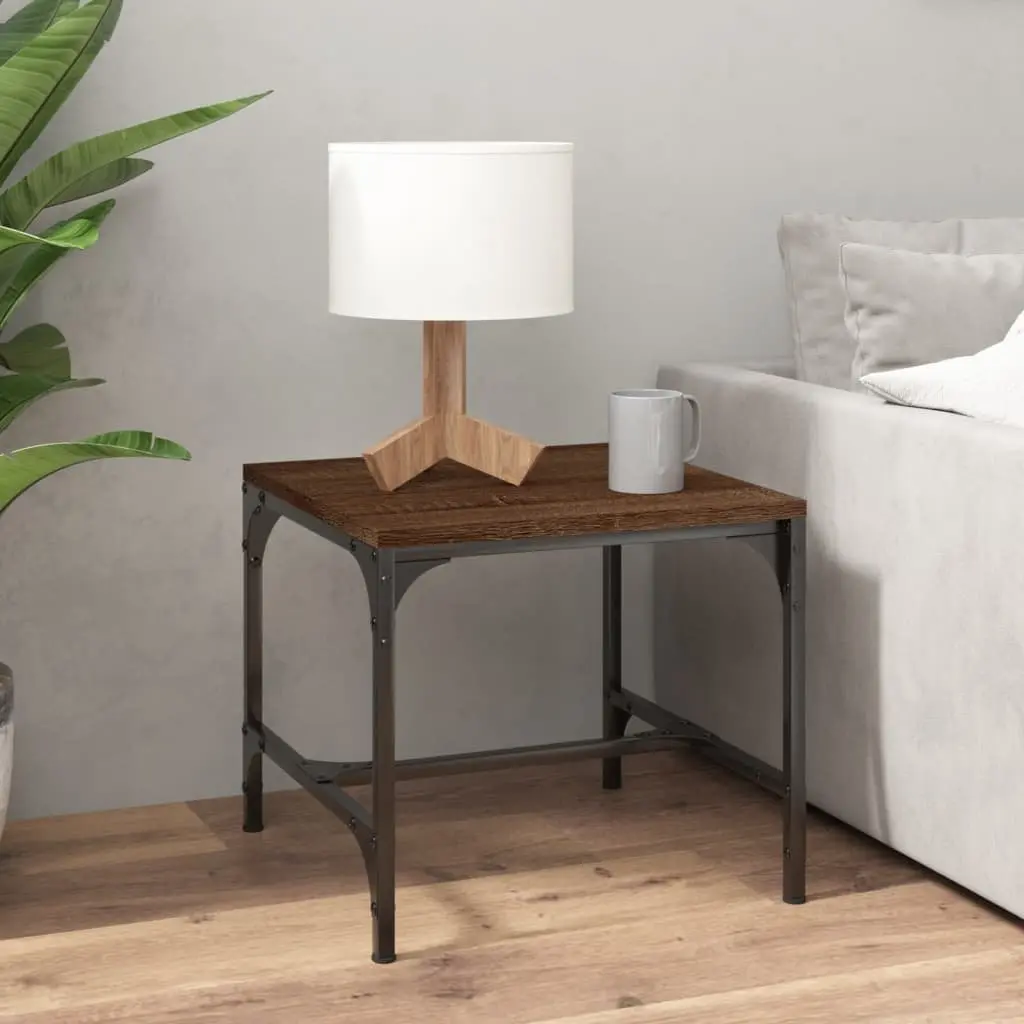 Side Tables Living Room 40x40x35 cm Brown Oak Engineered Wood Industrial