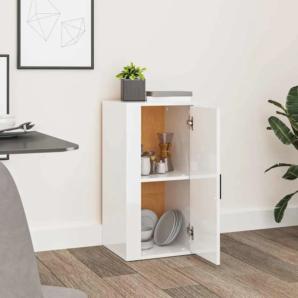 White High Gloss Sideboard Storage Cabinet Engineered Wood Buffet Cupboard