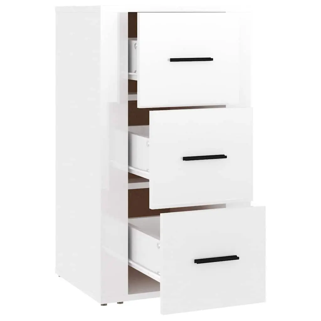 Sideboard Cabinet for Home 40x33x70cm High Gloss Engineered Wood Storage with 3 Drawers
