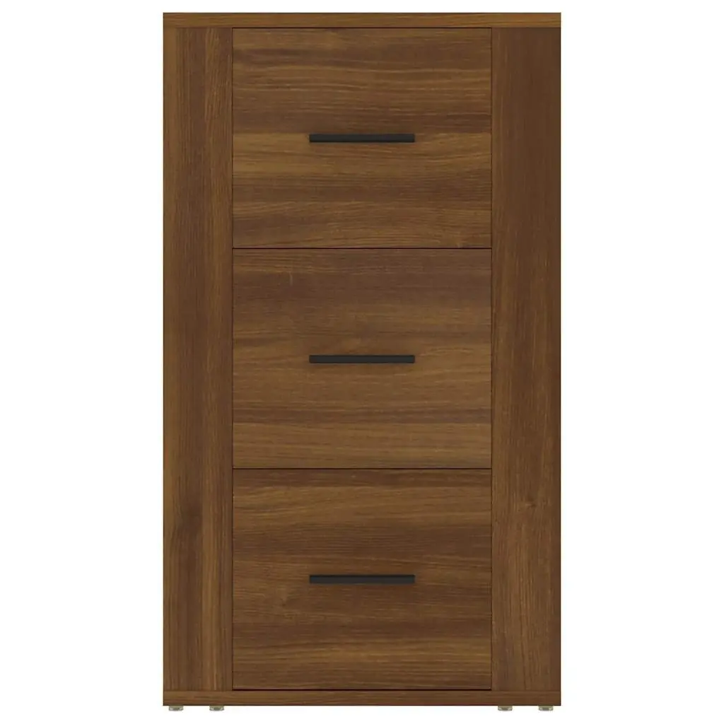 Sideboard Storage Cabinet Brown Oak 40x33x70cm with 3 Drawers Engineered Wood
