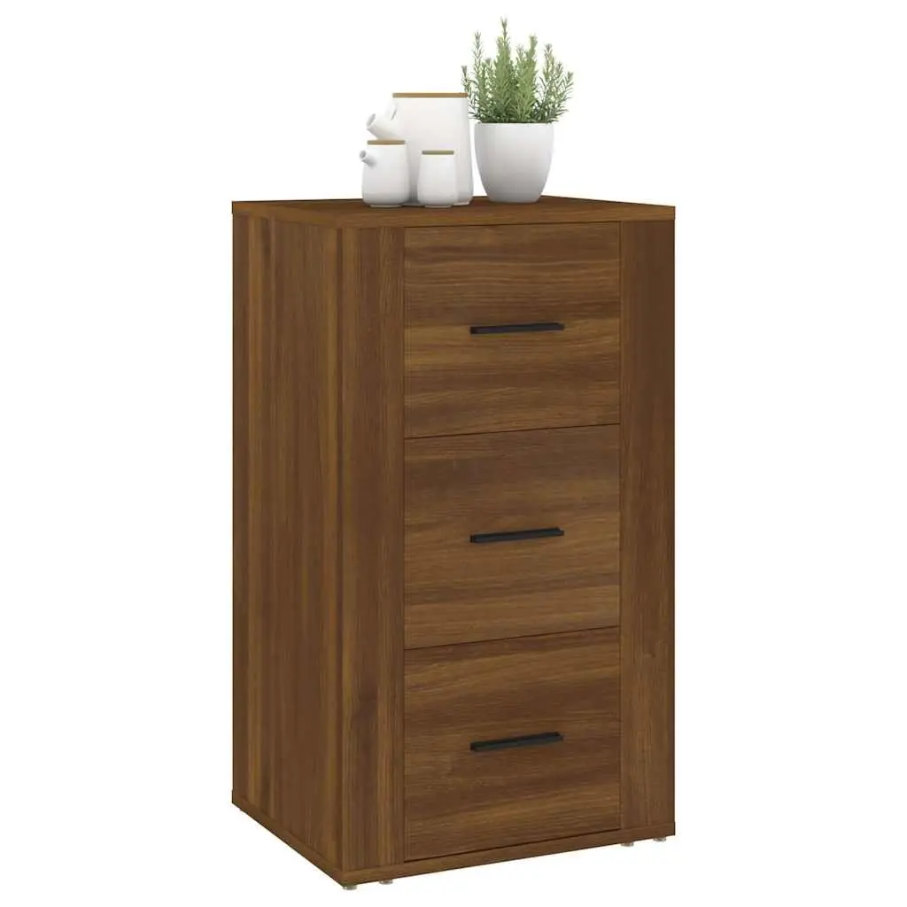 Sideboard Storage Cabinet Brown Oak 40x33x70cm with 3 Drawers Engineered Wood