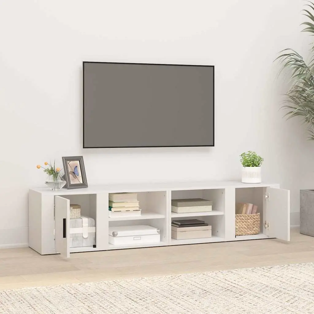 TV Cabinets 2 pcs White 80x31.5x36 cm Media Storage Unit with Doors Compartments