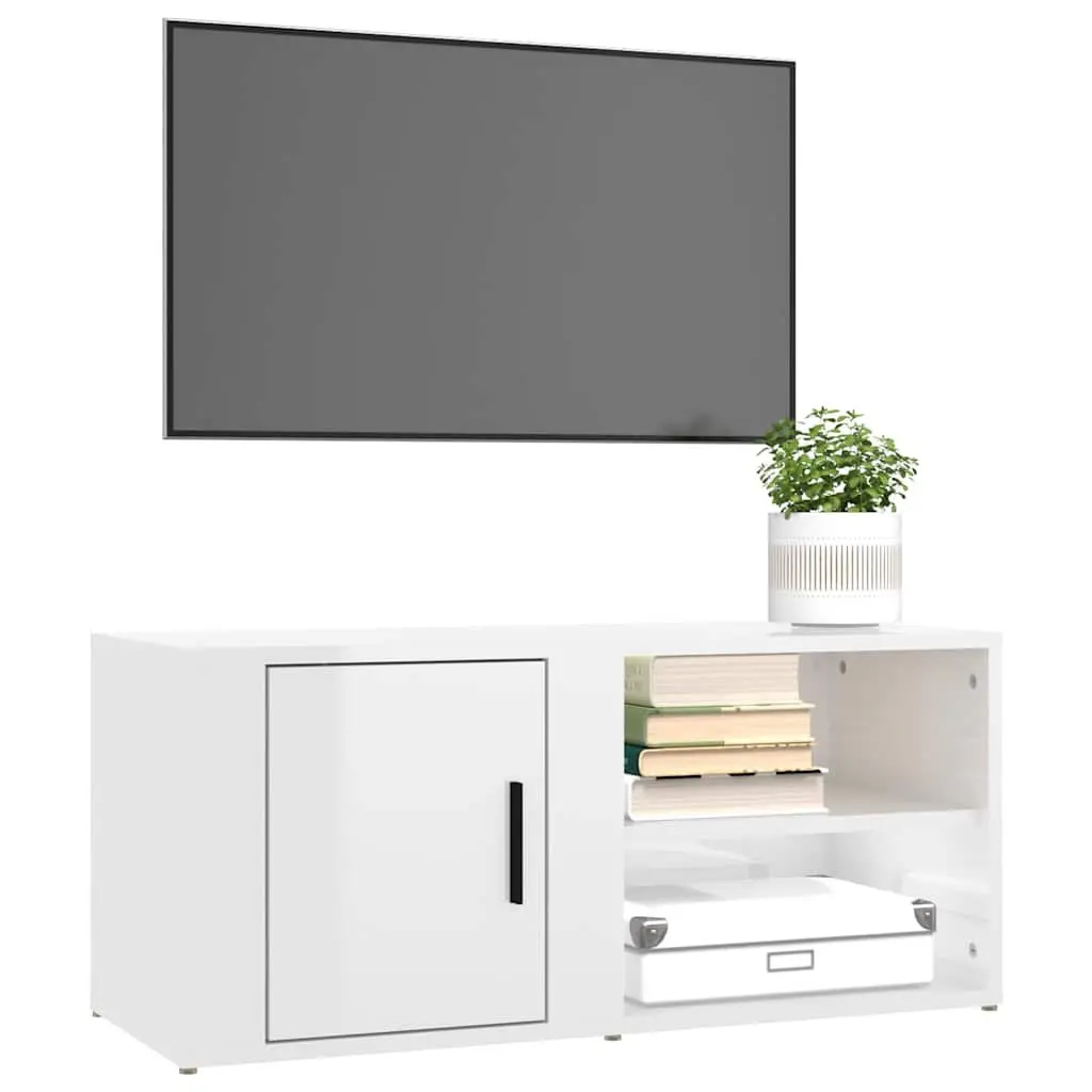 TV Cabinets 2 pcs Living Room High Gloss White 80x31.5x36 cm Media Storage Unit