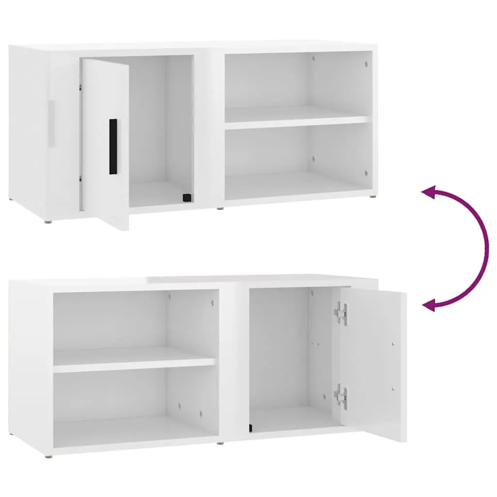 TV Cabinets 2 pcs Living Room High Gloss White 80x31.5x36 cm Media Storage Unit