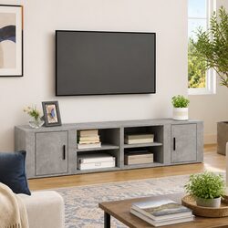Grey Media Storage TV Cabinets 80x31.5x36 cm - Set of 2