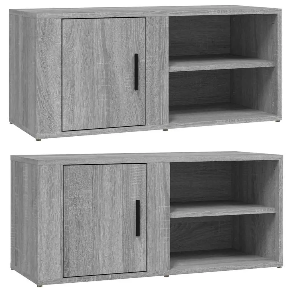 TV Cabinets 2 pcs Grey Sonoma Media Storage Unit with Doors Compartments