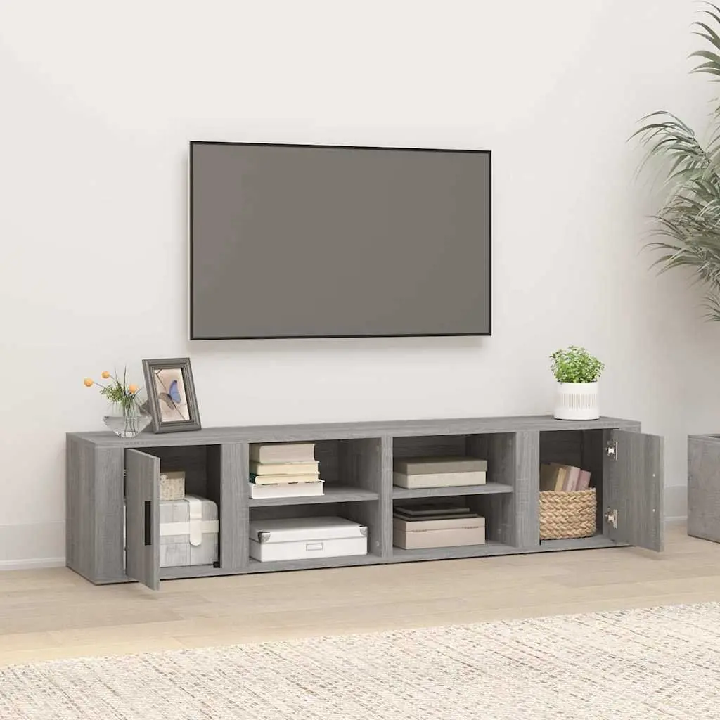 TV Cabinets 2 pcs Grey Sonoma Media Storage Unit with Doors Compartments