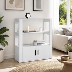 Storage Cabinet White Engineered Wood 80W x 30D x 90H cm