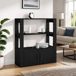 Dimensions 80x30x90 cm Black Sideboard with Engineered Wood