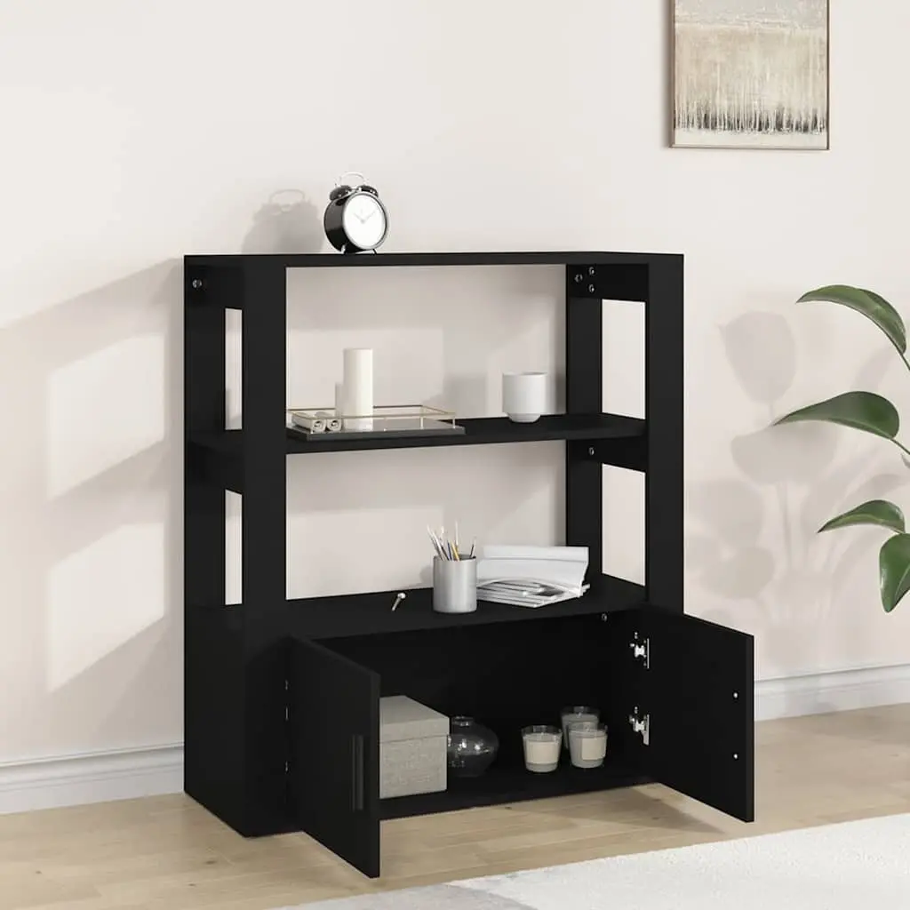 Sideboard Black 80x30x90 cm Storage Cabinet Engineered Wood Shelves Doors