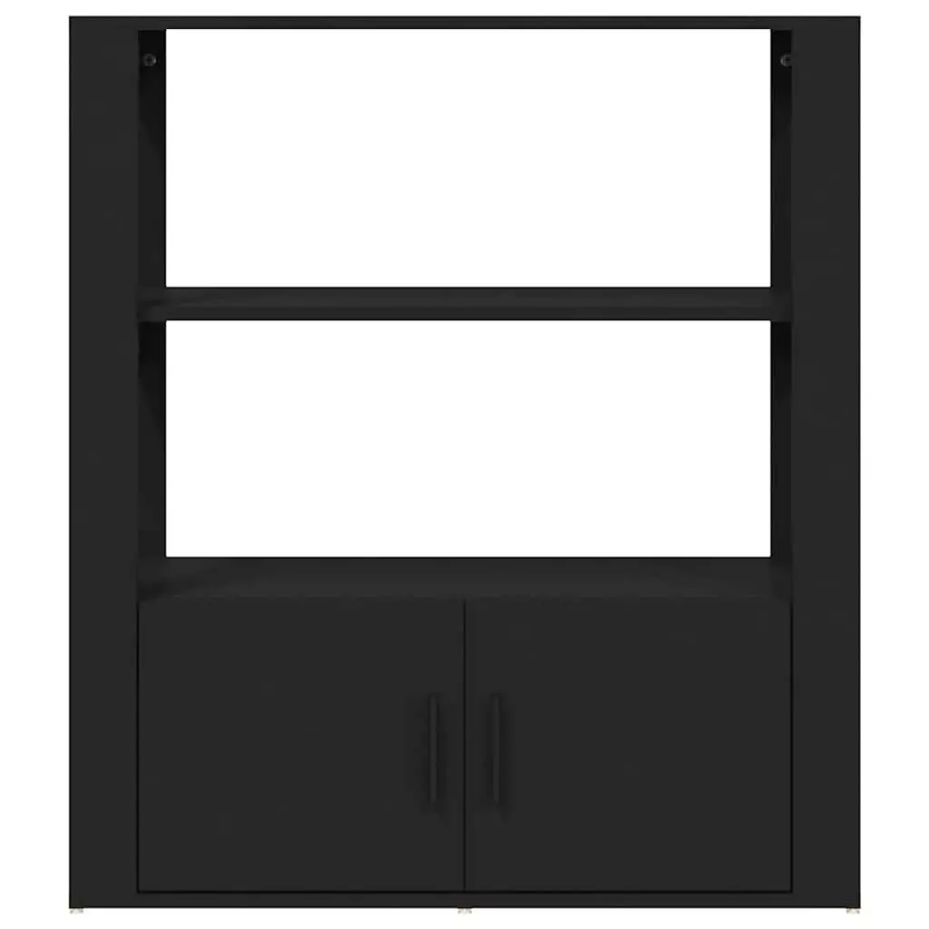 Sideboard Black 80x30x90 cm Storage Cabinet Engineered Wood Shelves Doors