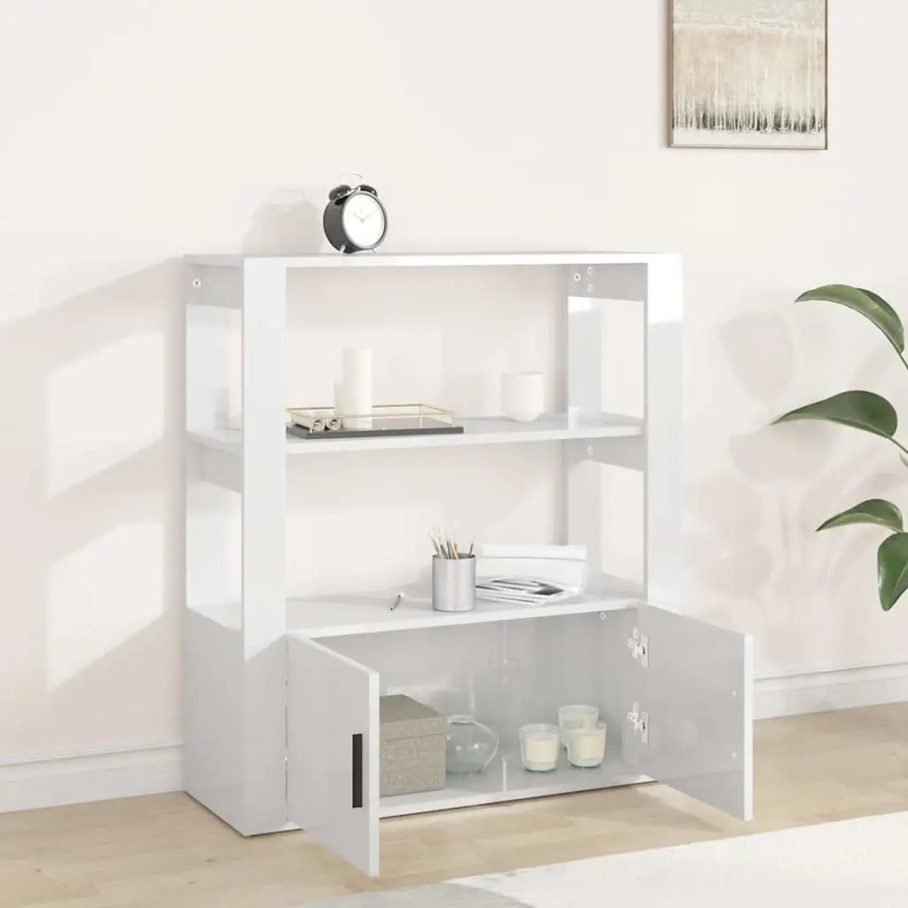 White High Gloss Sideboard with Shelves