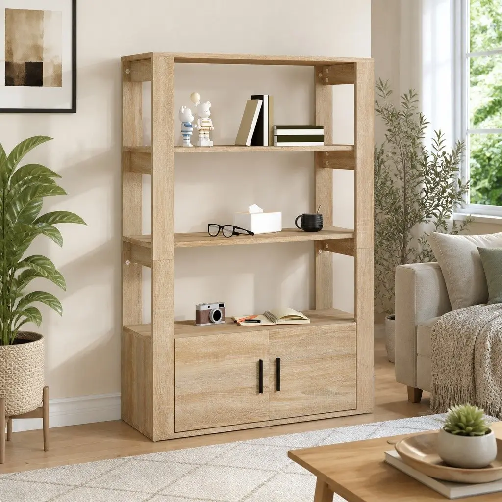 Sideboard Storage Cabinet for Living Room Brown 80W x 30D x 119.5H cm