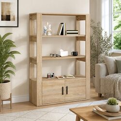 Storage Cabinet in Brown - Dimensions 80W x 30D x 119.5H cm