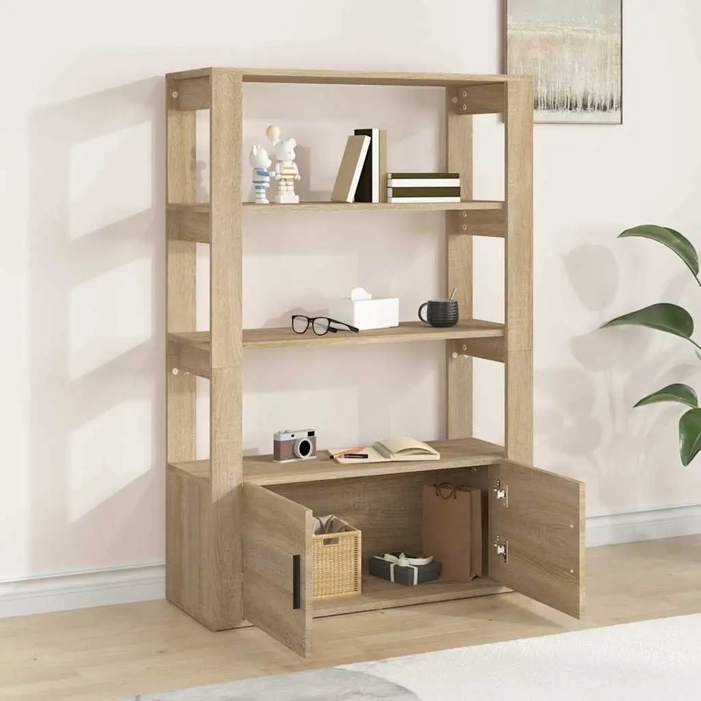 Sideboard Storage Cabinet for Living Room Brown 80W x 30D x 119.5H cm
