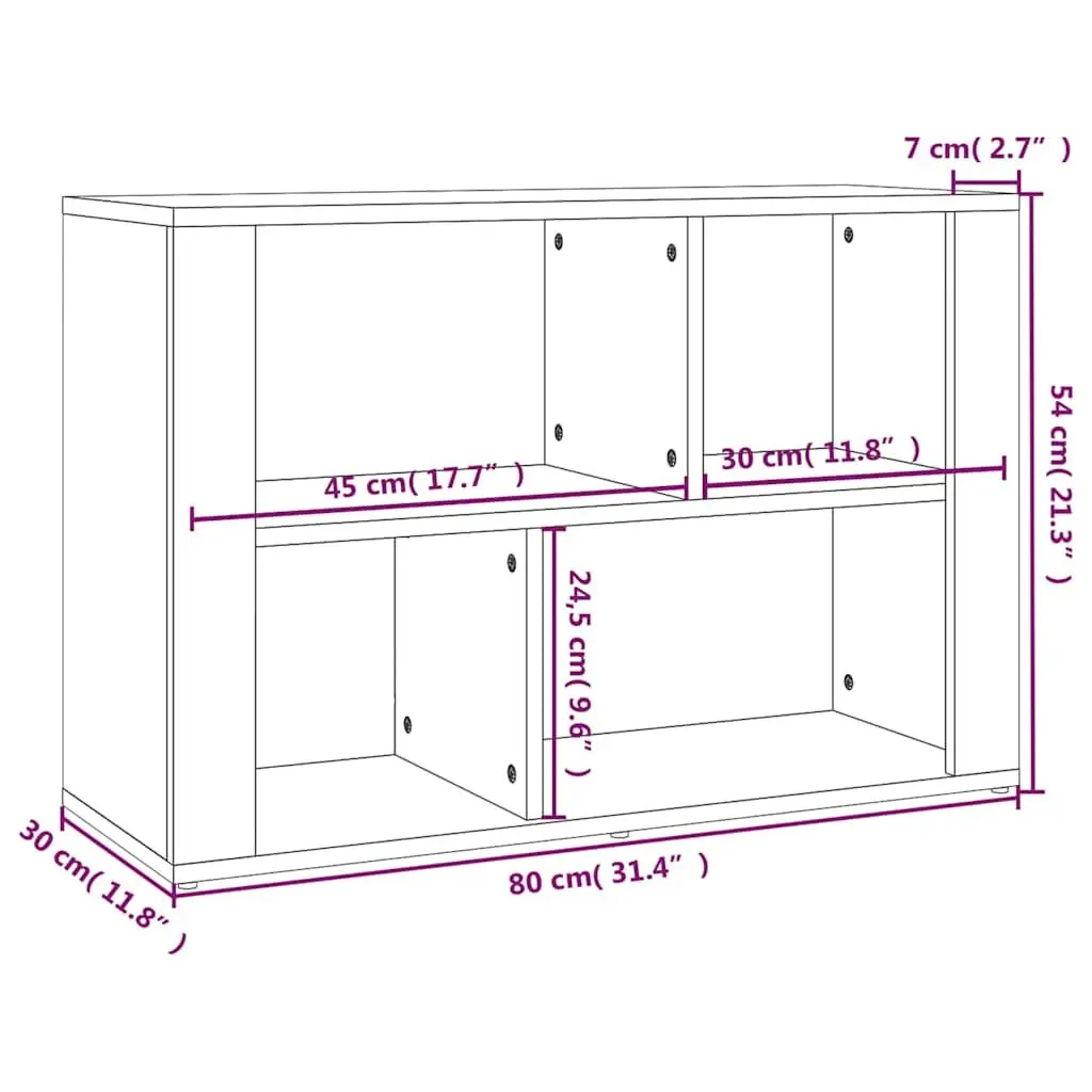 Sideboard for Living Room Brown Engineered Wood Storage Cabinet 80x30x54 cm