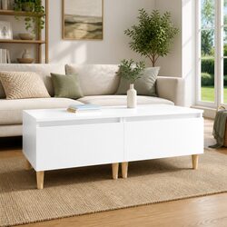High Gloss White Engineered Wood Side Tables - Set of 2