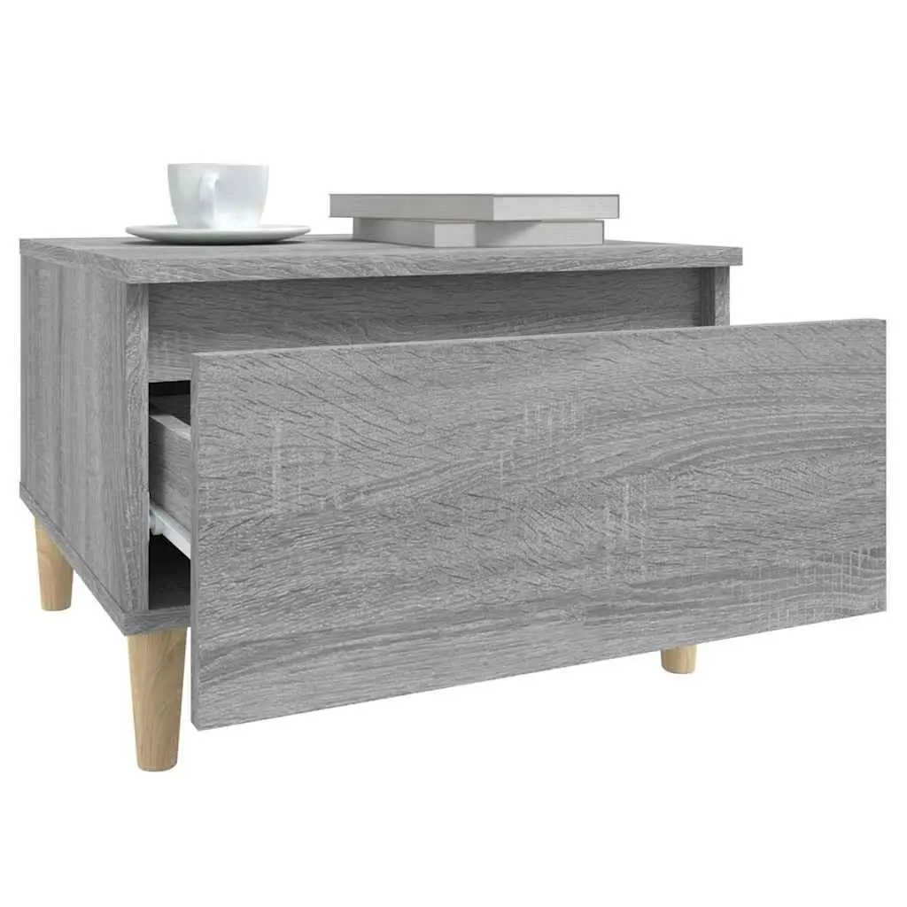 2-Piece Grey Side Tables with Spacious Drawers
