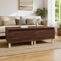 Brown Oak Scandinavian Side Table Set of 2, 50 x 46 x 35 cm