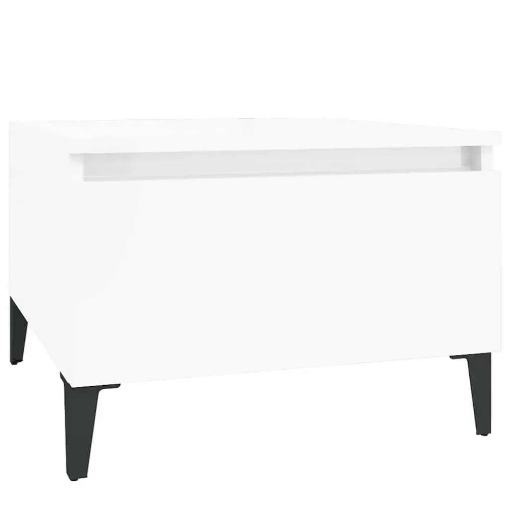 Side Tables Set of 2 for Living Room Bedroom High Gloss White 50x46x35cm