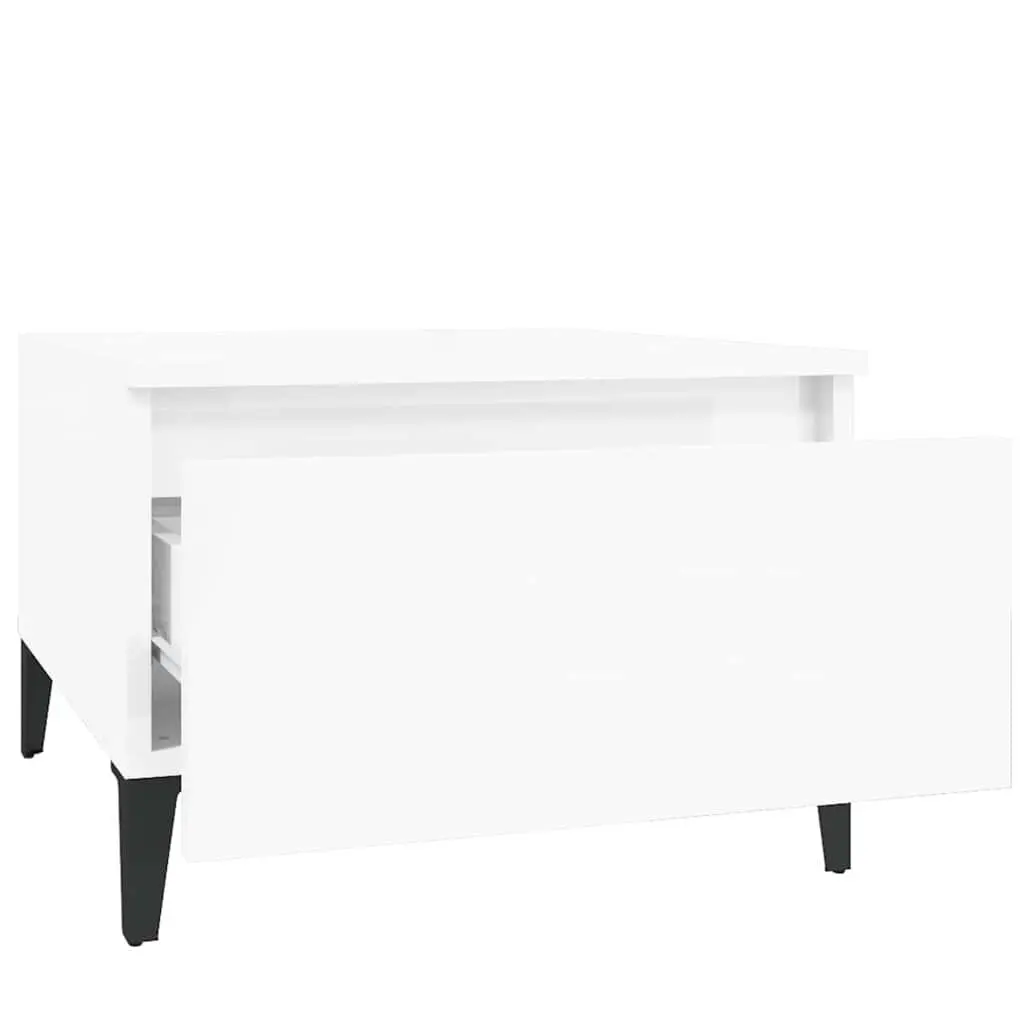Side Tables Set of 2 for Living Room Bedroom High Gloss White 50x46x35cm
