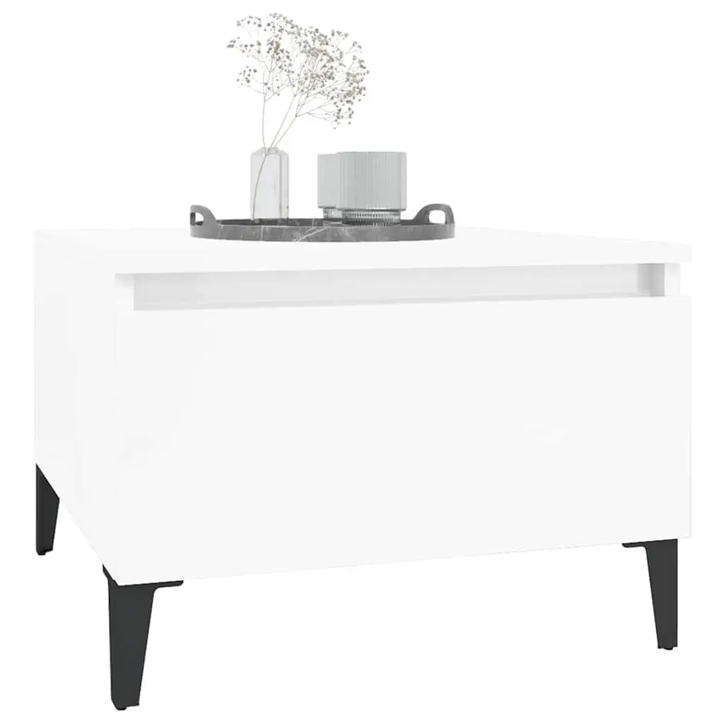 Side Tables Set of 2 for Living Room Bedroom High Gloss White 50x46x35cm
