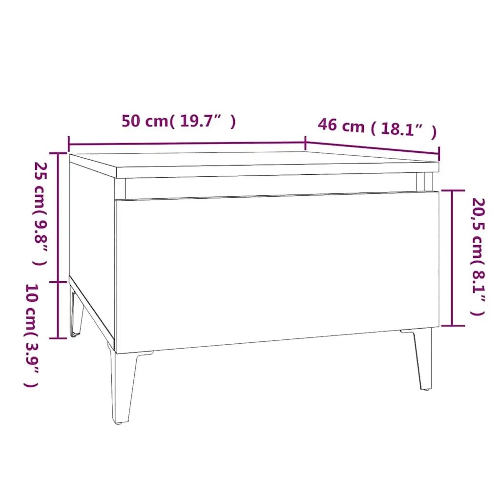 Side Tables Set of 2 for Living Room Bedroom High Gloss White 50x46x35cm