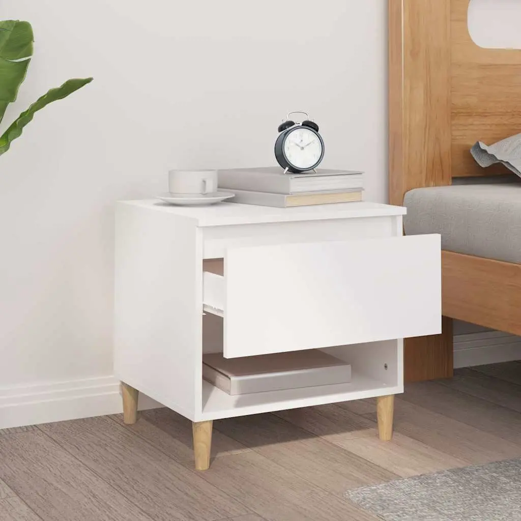 Nightstand Engineered Wood Storage 50x46x50 cm White for Bedroom