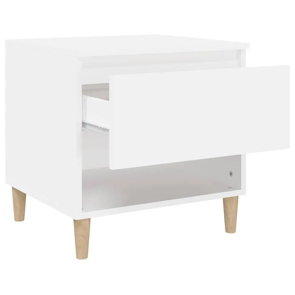 Nightstand Engineered Wood Storage 50x46x50 cm White for Bedroom