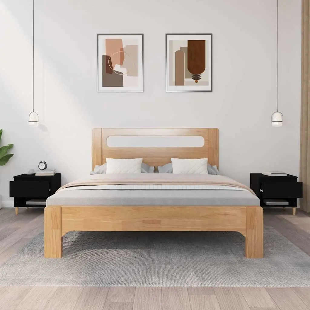 Black Bedside Tables 2 pcs, 50x46x50 cm Engineered Wood