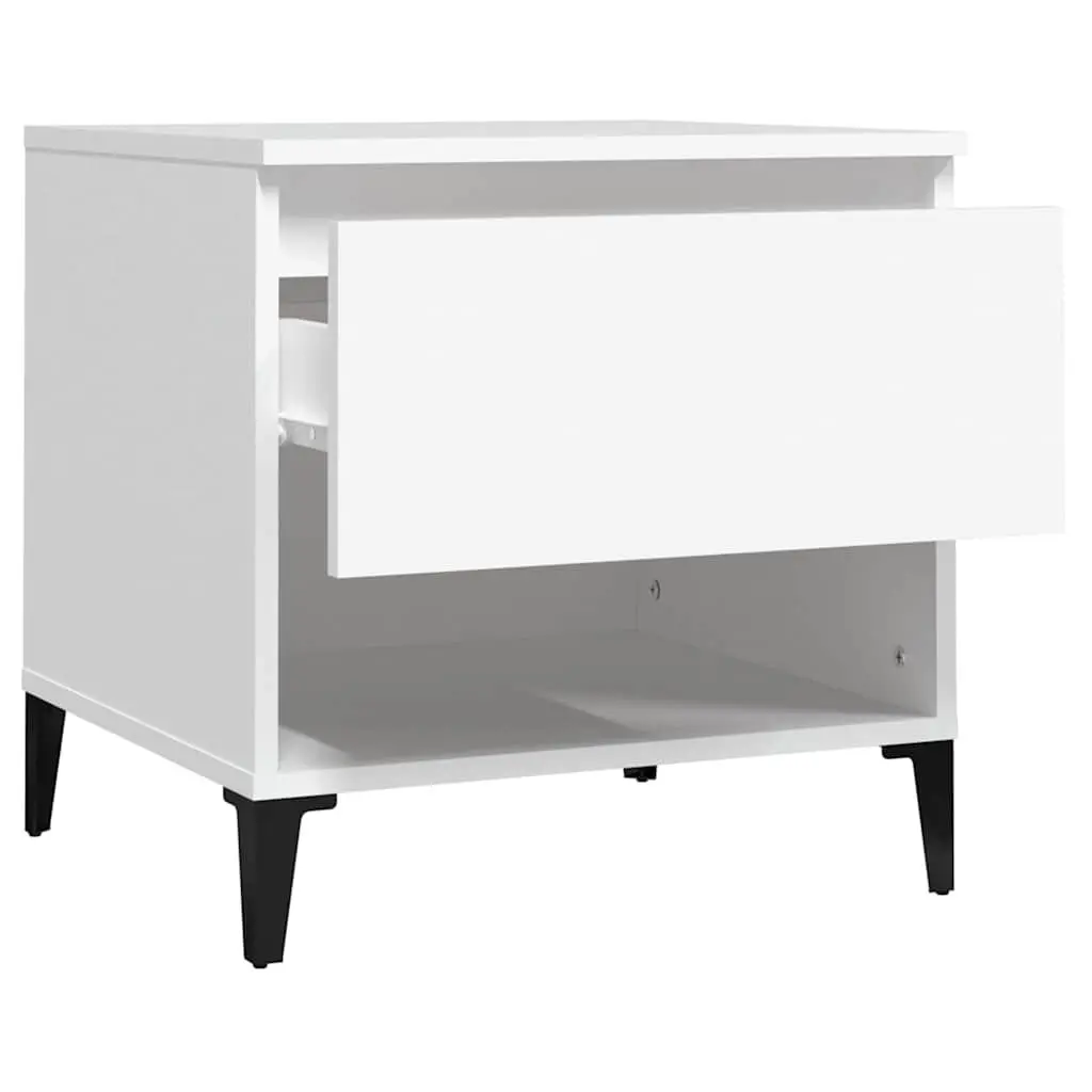 Side Table White End Table Living Room Storage Drawer Compartment Industrial