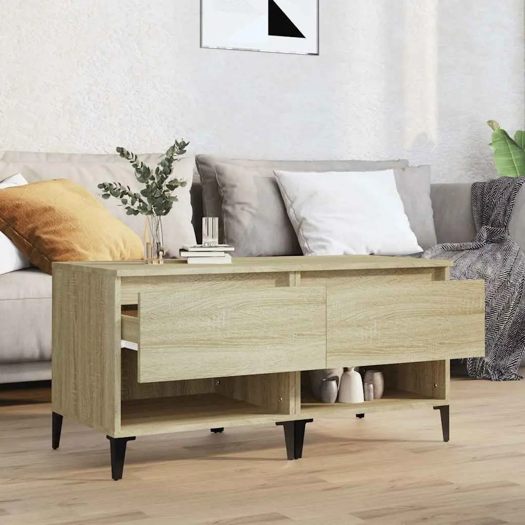 End Tables 2 pcs Brown Engineered Wood Side Tables with Drawer Storage