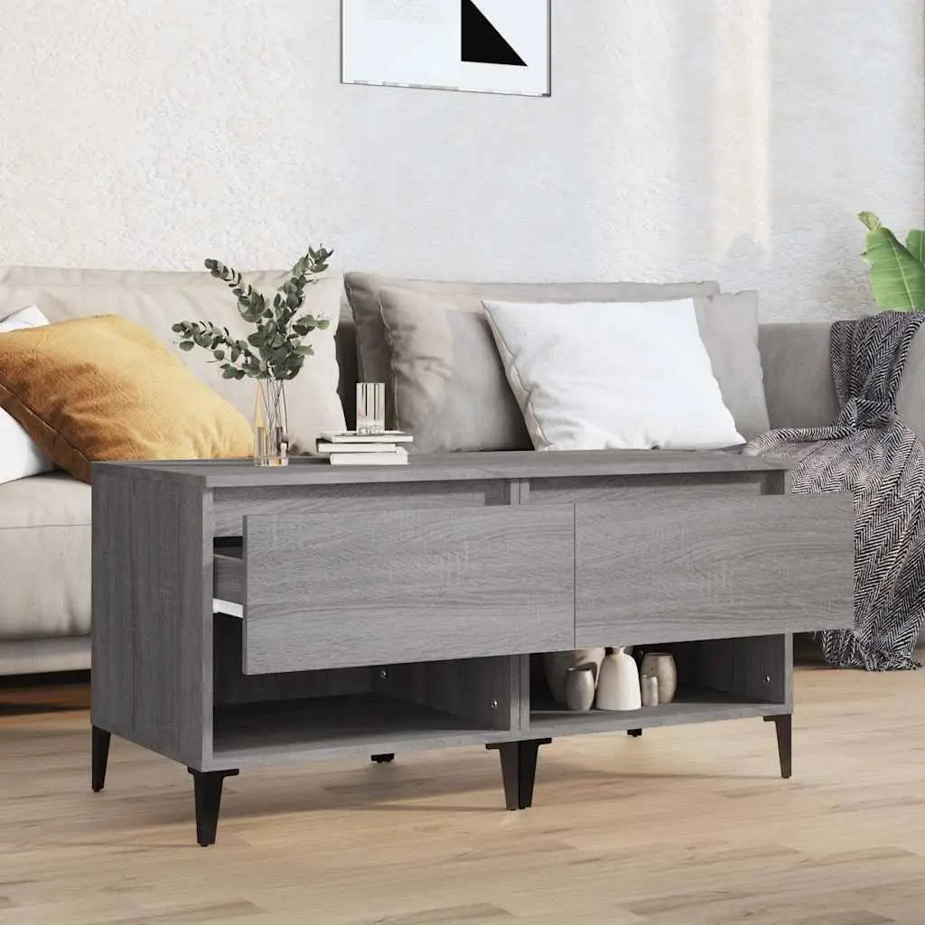 End Tables 2 pcs Grey Sonoma with Drawer Storage Compartment Industrial Style