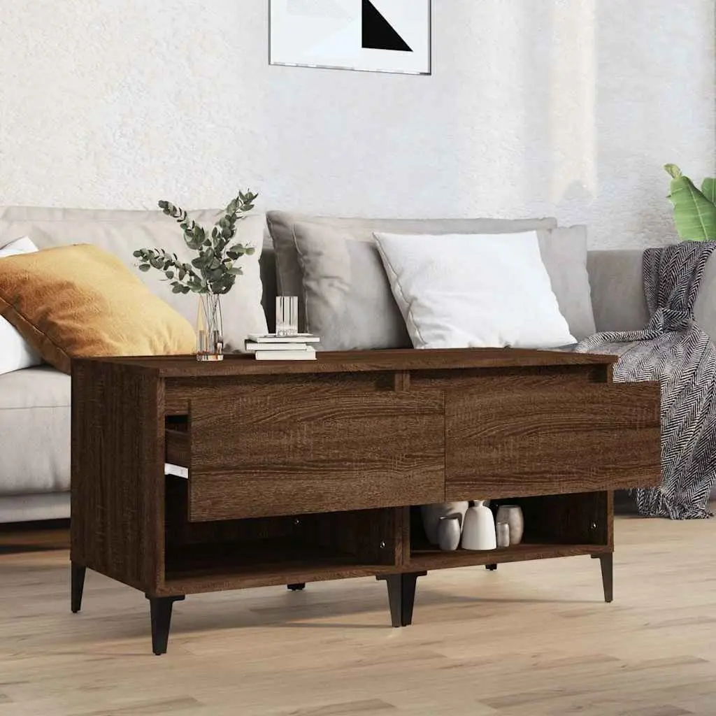 Brown Oak Engineered Wood Side Tables (2 pcs)