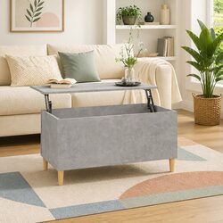 Lift Top Coffee Table Grey Engineered Wood Storage Compartment Living Room