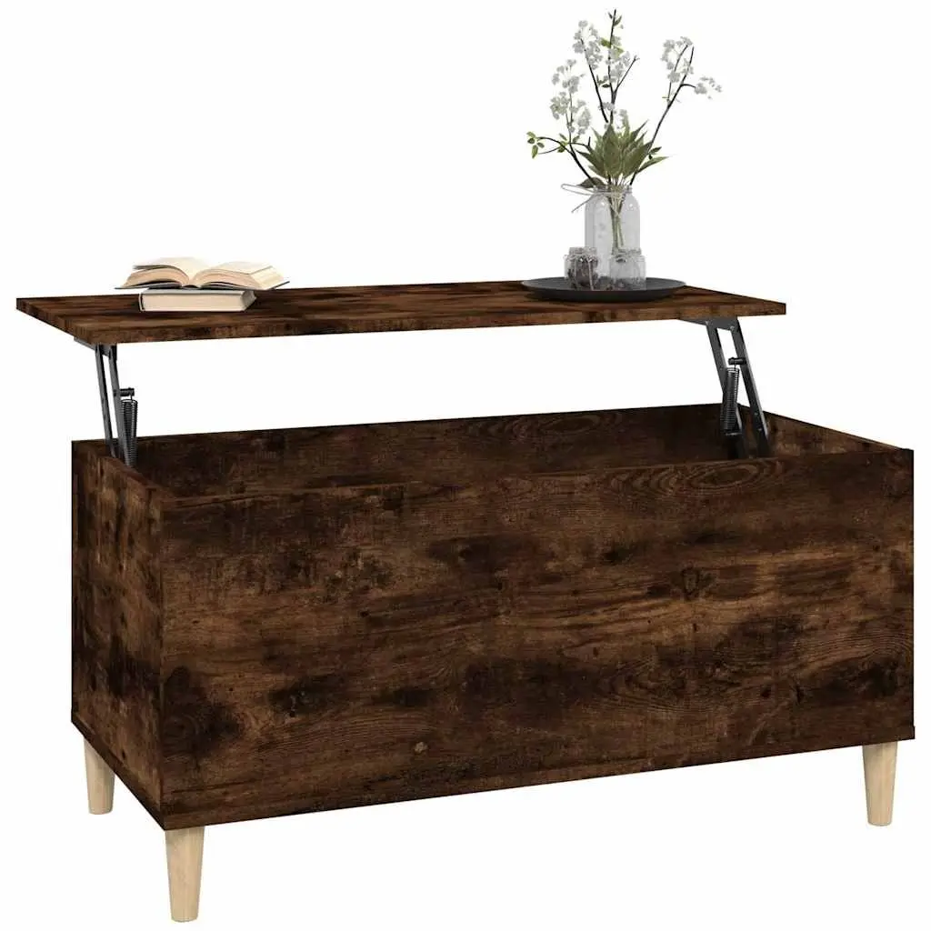 Lift Top Coffee Table for Living Room Smoked Oak Brown 90 x 44.5 x 45 cm