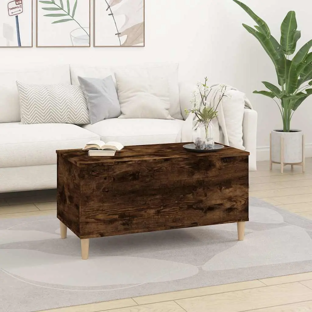 Lift Top Coffee Table for Living Room Smoked Oak Brown 90 x 44.5 x 45 cm