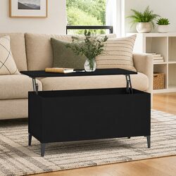 Black Engineered Wood Lift-Top Coffee Table - 90 x 44.5 x 45 cm