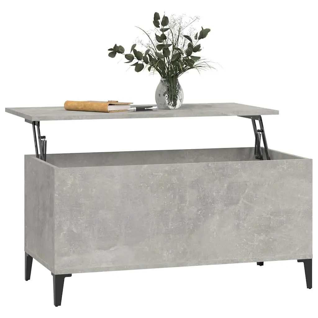 Lift-Top Coffee Table Grey Engineered Wood Storage Compartment Living Room