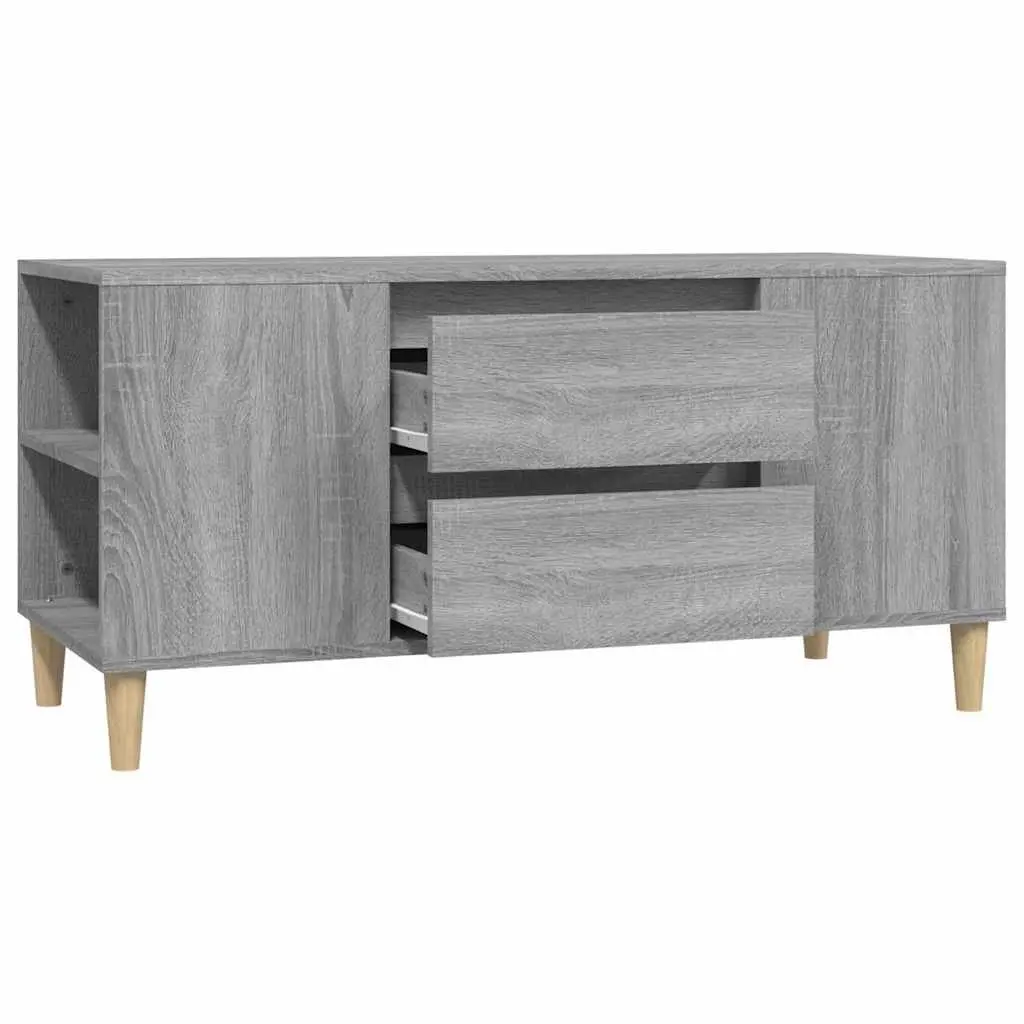 TV Cabinet for Living Room Grey Engineered Wood 102x44.5x50cm Storage Unit with Drawers
