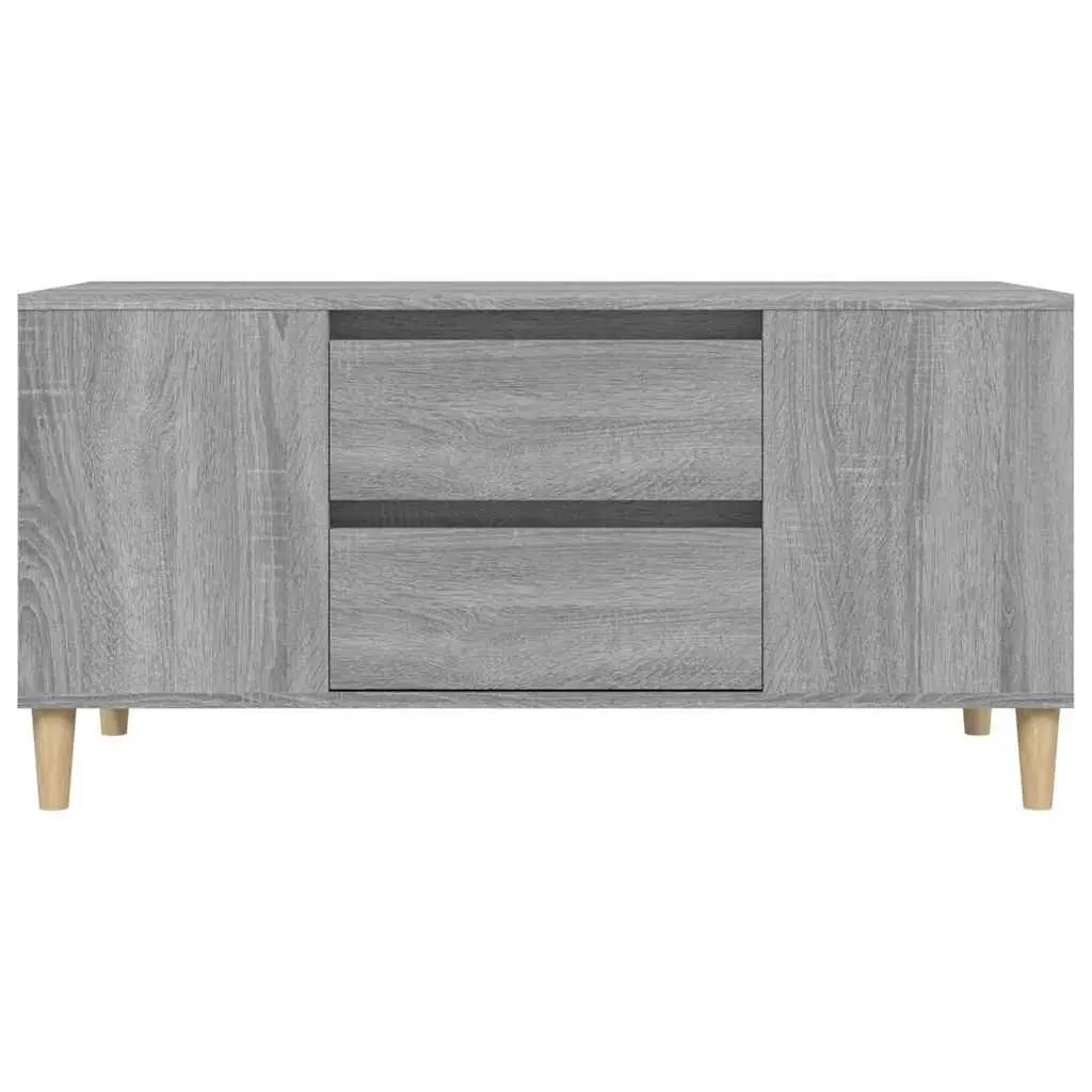 TV Cabinet for Living Room Grey Engineered Wood 102x44.5x50cm Storage Unit with Drawers