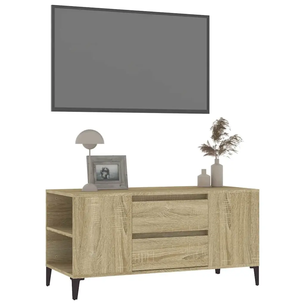 TV Cabinet for Living Room Sonoma Oak Brown Engineered Wood 102 x 44.5 x 50 cm