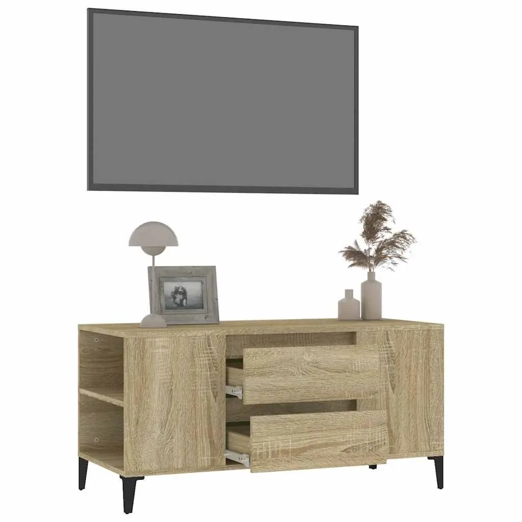 TV Cabinet for Living Room Sonoma Oak Brown Engineered Wood 102 x 44.5 x 50 cm
